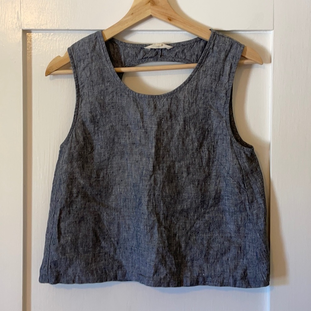 Ali Golden Cropped Linen Tank